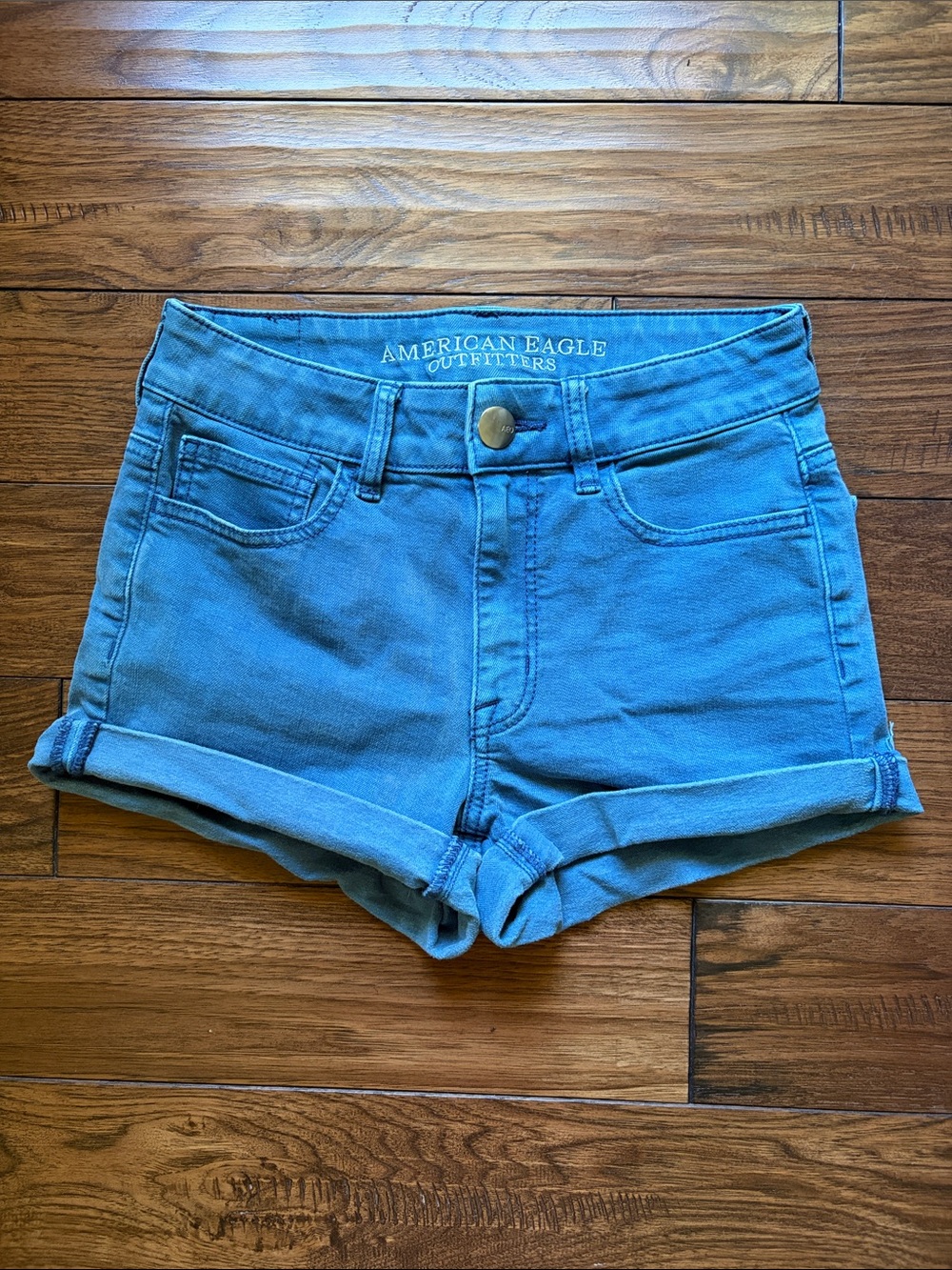 American Eagle Light Blue High-Rise Denim Shorts